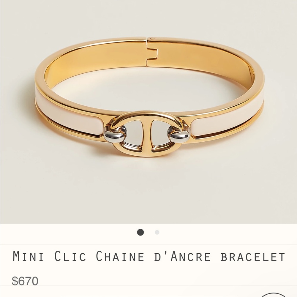 Hermes Mini Clic Chaine D’Ancre Bracelet Gold White Silver